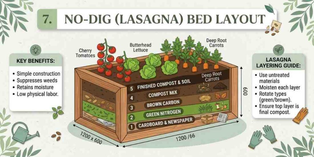 7-no-dig-lasagna-bed-layout Vegetable Garden Layout