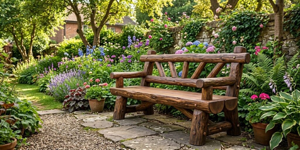 7-rustic-log-bench Garden Bench Ideas DIY