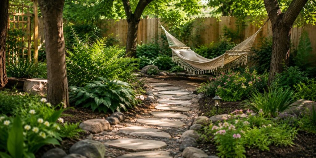 add-a-stone-path-leading-to-the-hammock Hammock Garden Ideas