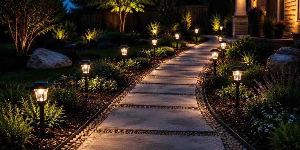 classic-solar-stake-lights-spaced-for-rhythm Solar Garden Light Ideas