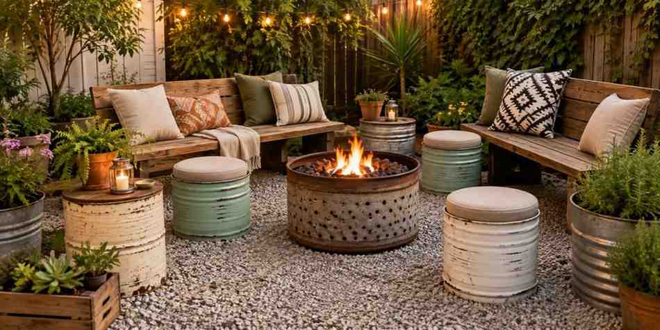 gravel-patio-with-upcycled-fire-pit-seating