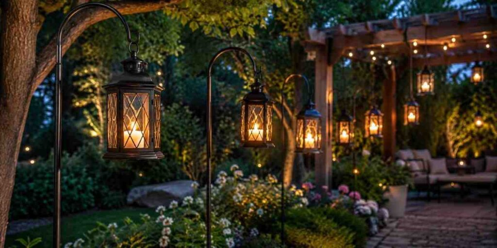 hang-lanterns-from-shepherds-hooks-trees-or-pergola-beams