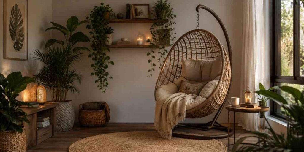 hanging-egg-chair-reading-nook Garden Lounge Area Ideas