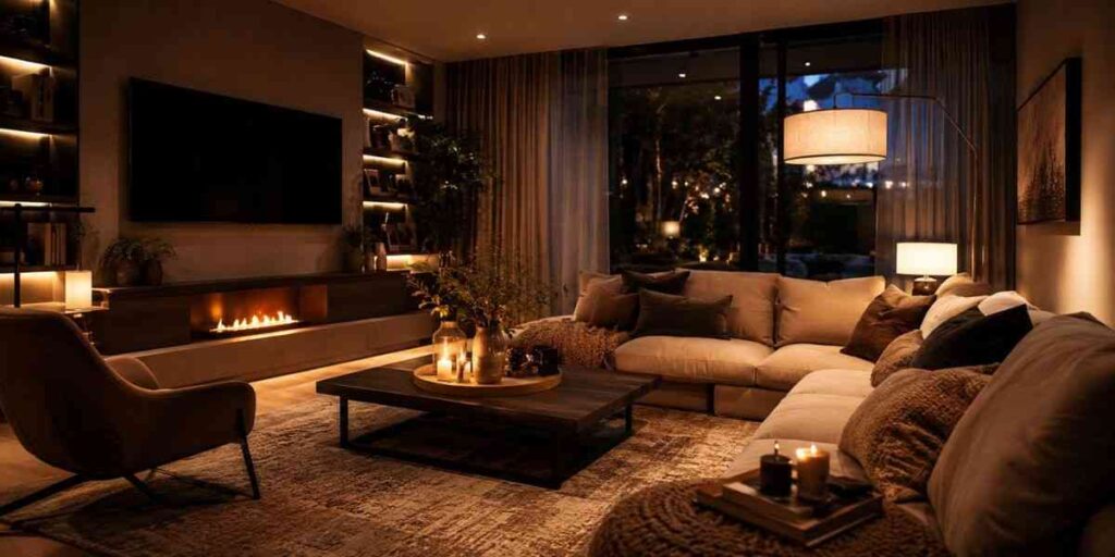 layered-lighting-evening-lounge Garden Lounge Area Ideas