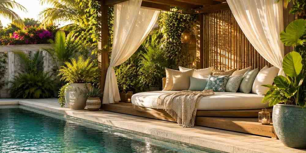 poolside-daybed-nook cozy-outdoor-nook-ideas
