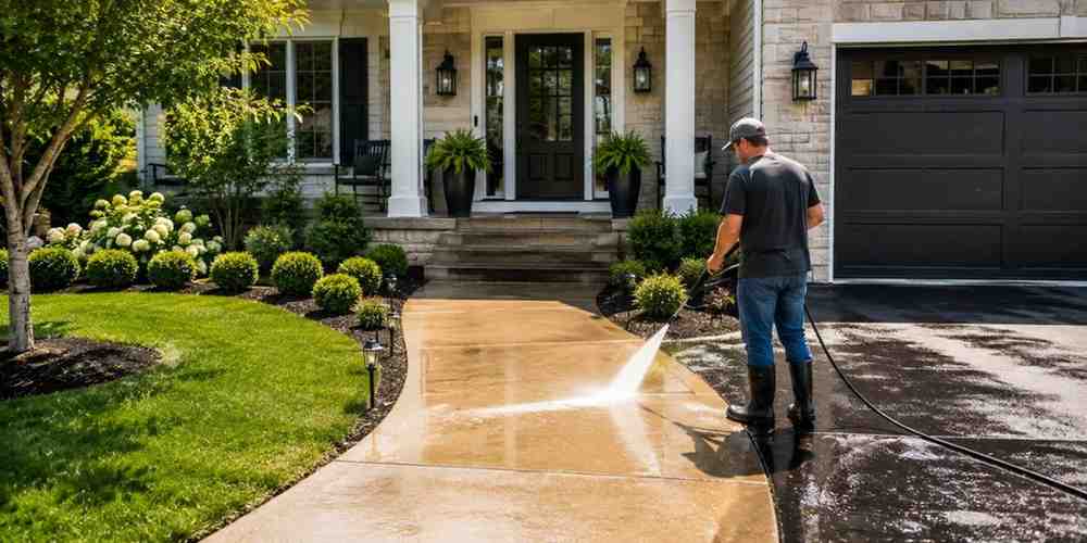 power-wash-your-walkway-driveway-and-porch Cheap Front Yard Makeover Ideas