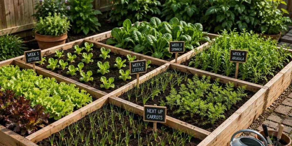 practice-succession-planting-square-by-square Square Foot Gardening Ideas