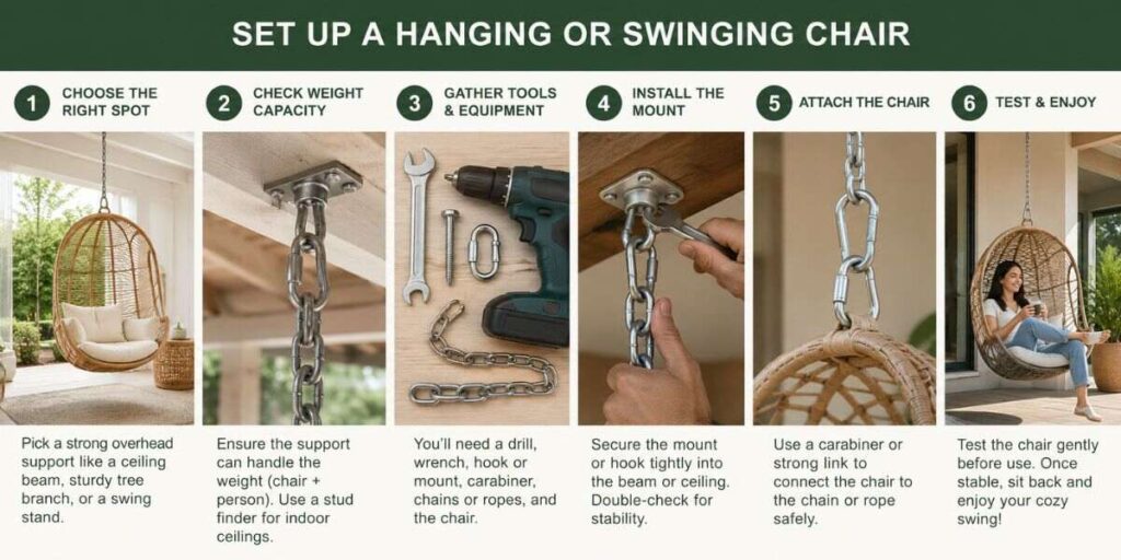 set-up-a-hanging-or-swinging-chair Outdoor Seating Ideas