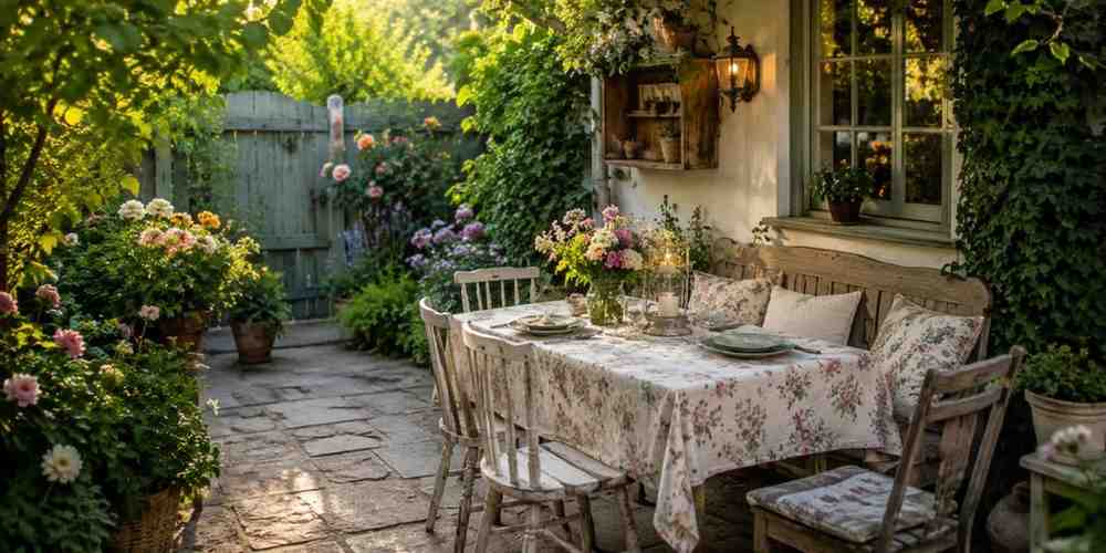 the-cozy-cottage-garden-dining-corner Outdoor Dining Area Ideas