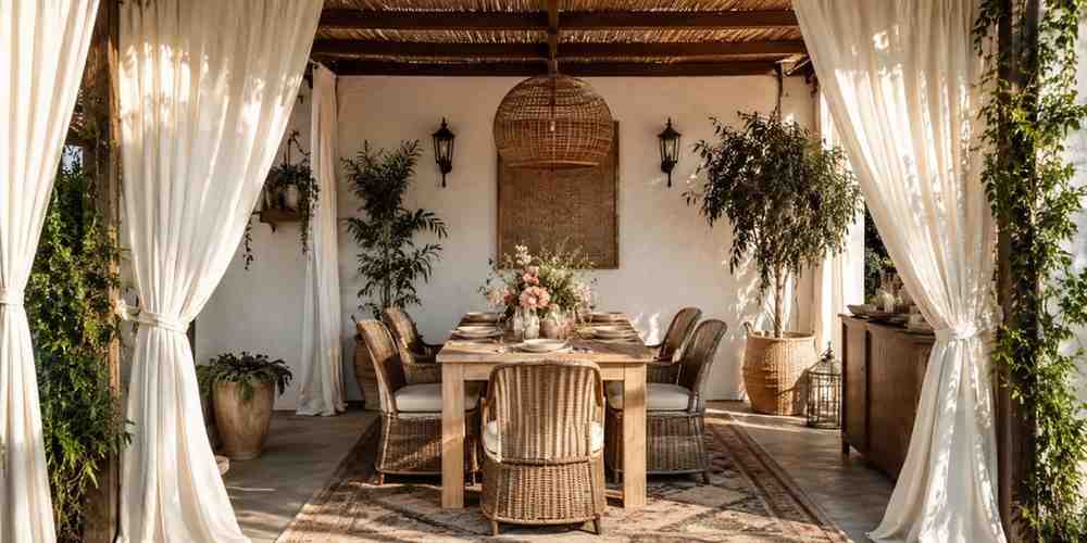 the-curtained-cabana-dining-room Outdoor Dining Area Ideas