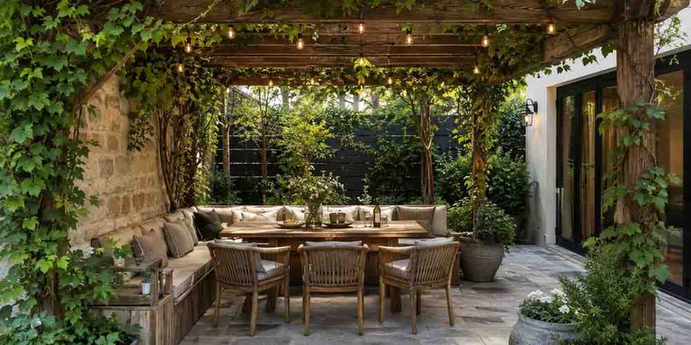 the-pergola-covered-dining-nook Outdoor Dining Area Ideas