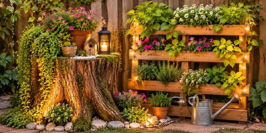 turn-an-old-stump-or-pallet-into-a-mini-garden Backyard Garden Ideas